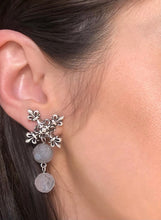 Load image into Gallery viewer, French Kande X Earrings with Double Faceted Cloudy Quartz Dangles