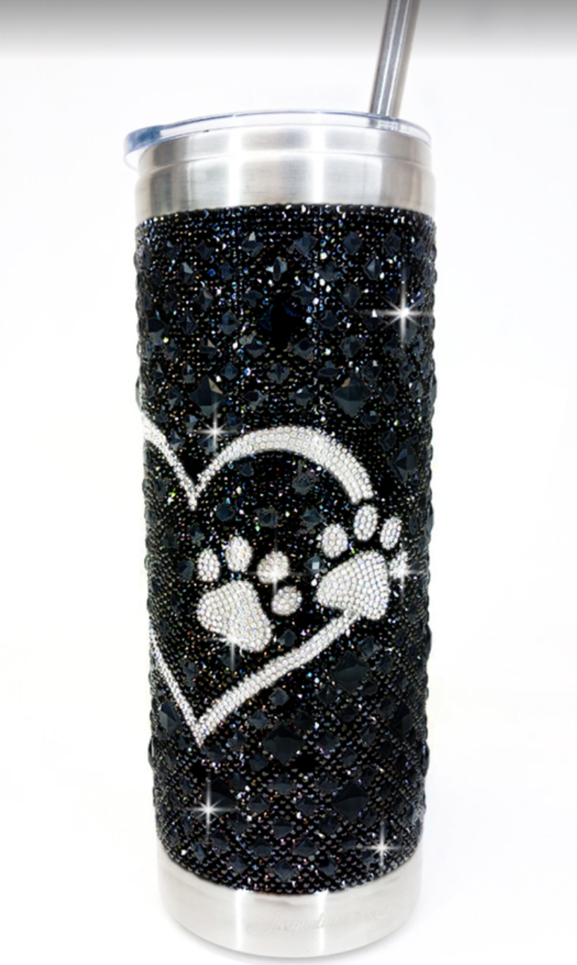 Jacqueline Kent Silver AB with Black Paws Tumbler
