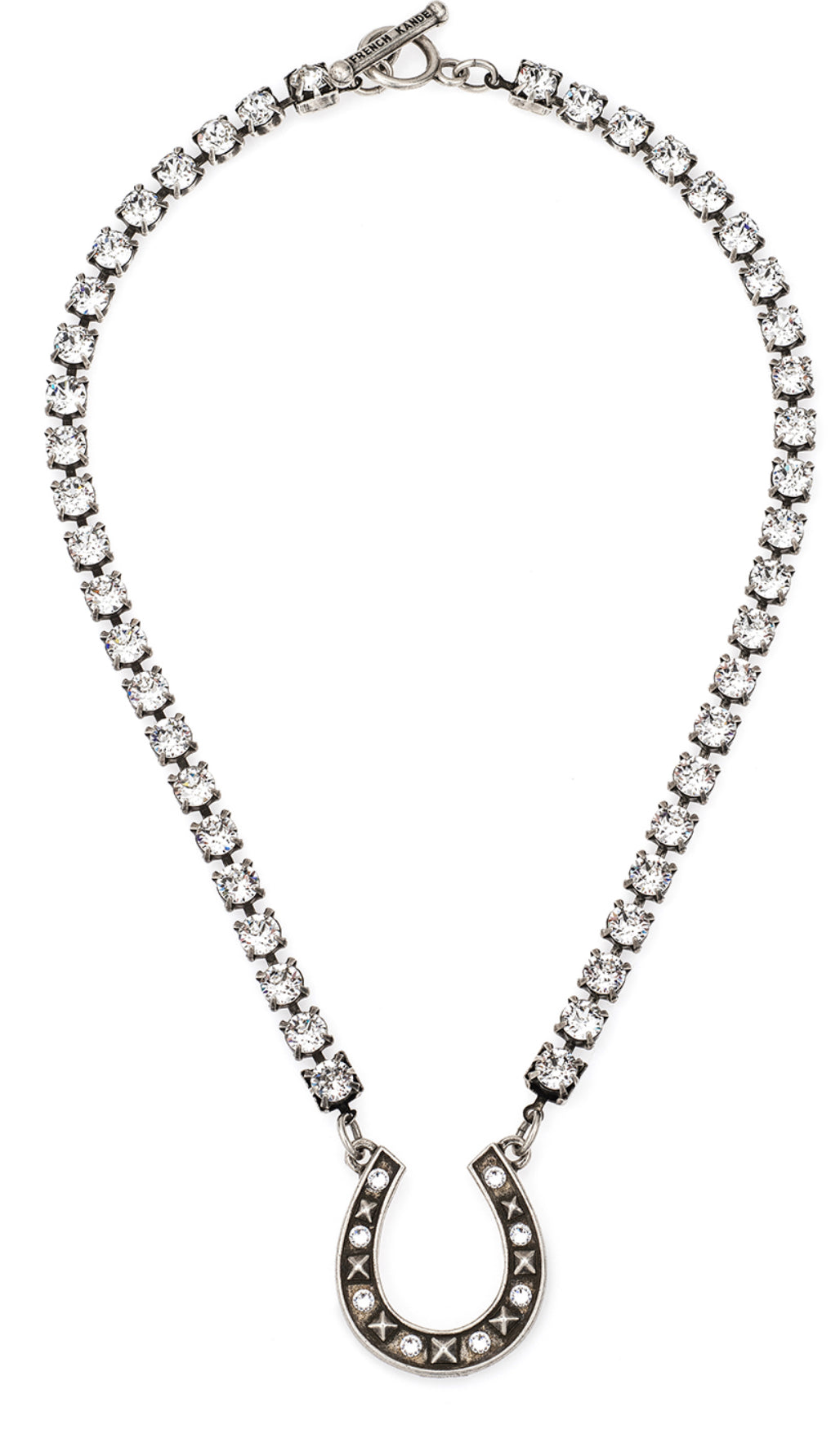 French Kande Swarovski Cupchain with Swarovski Horseshoe Pendent Necklace
