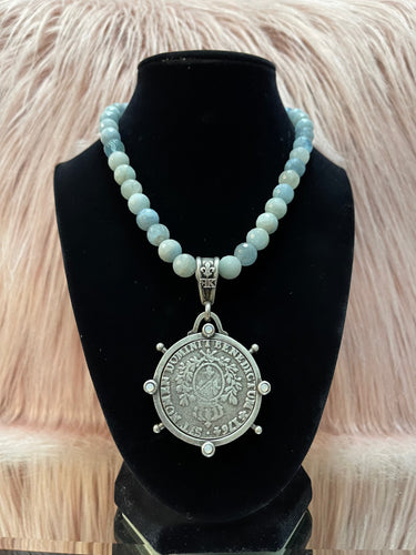 French Kande Aquamarine Mix with Domini Medallion