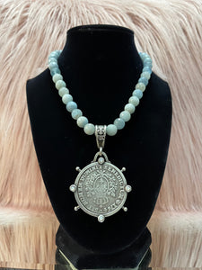 French Kande Aquamarine Mix with Domini Medallion