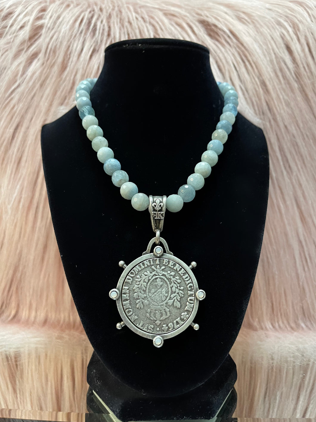 French Kande Aquamarine Mix with Domini Medallion