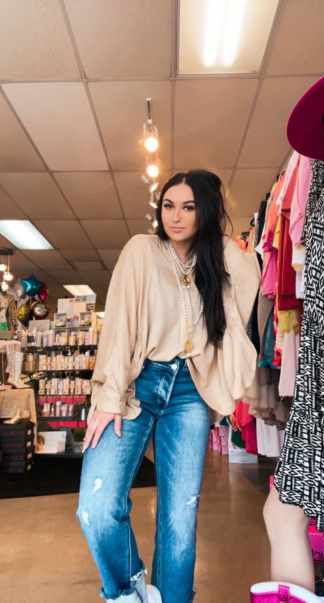 Taupe Blouse Top