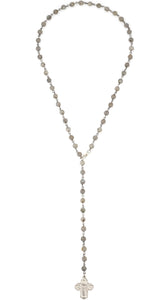 French Kande Faceted Labradorite Lariat with Silver Wire and Traverser Silver