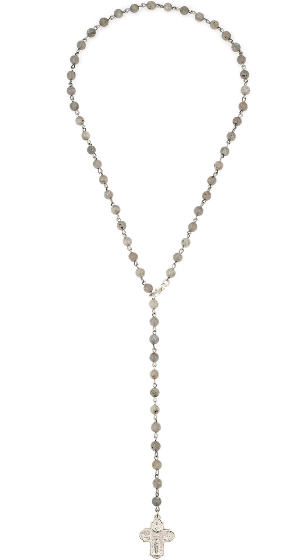 French Kande Faceted Labradorite Lariat with Silver Wire and Traverser Silver