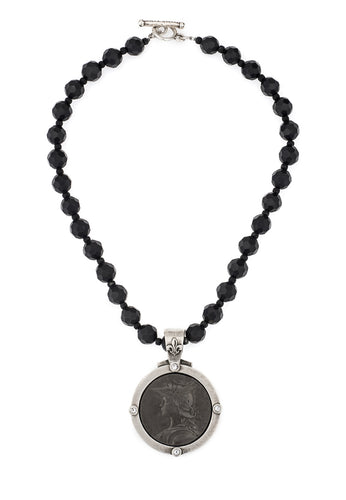 French Kande Faceted Black Onyx with Ministry Medallion