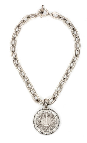 French Kande Lourdes Chain with Du Terre Medallion and Swarovski Sterling Clad