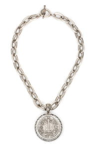 French Kande Lourdes Chain with Du Terre Medallion and Swarovski Sterling Clad