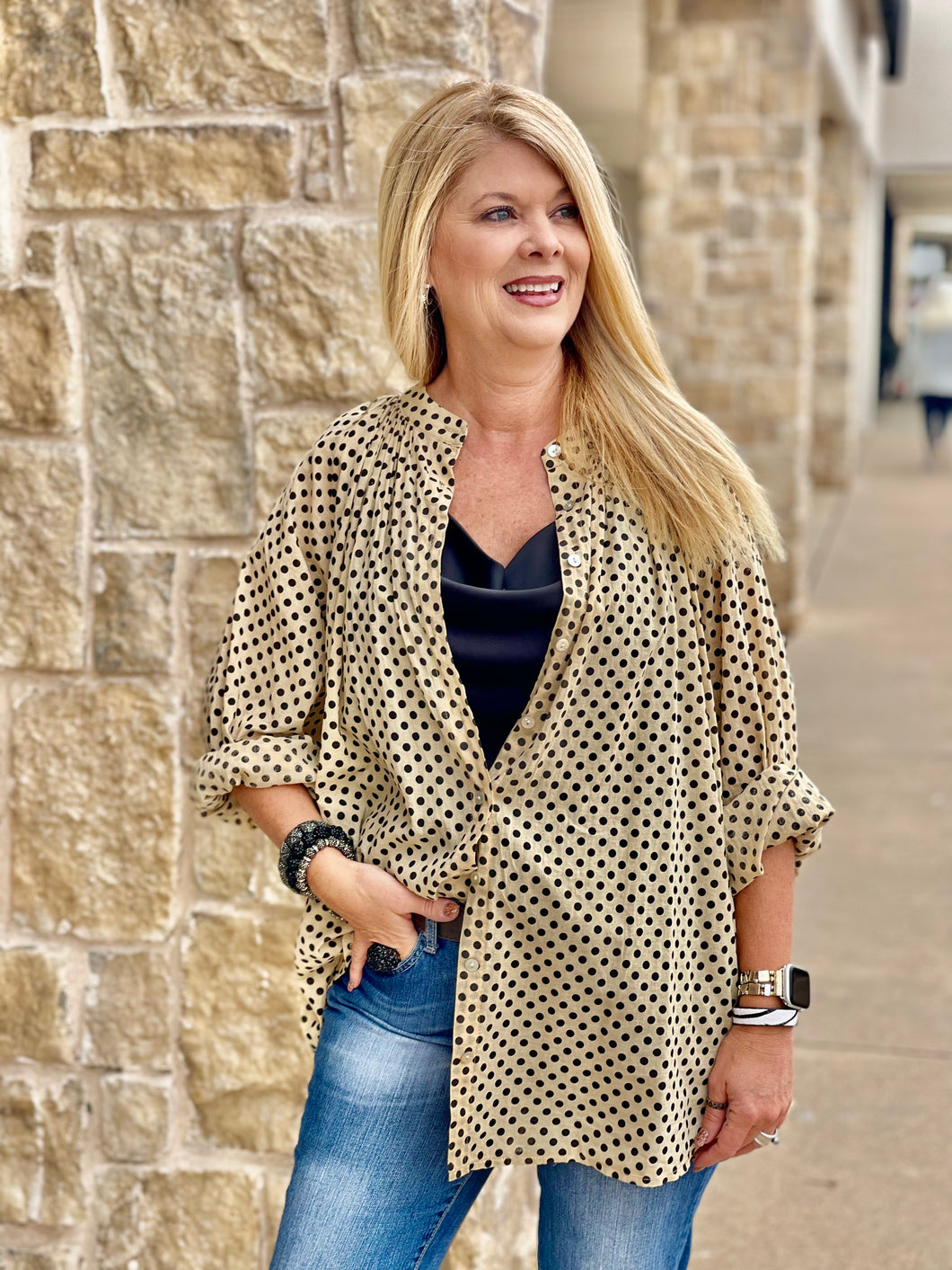 Taupe Dot Top