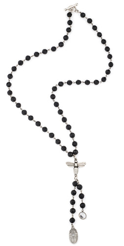 French Kande Faceted Black Onyx with Miel Pendent, Swarovski Cuvee and Rivoli Dangles