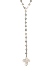 Load image into Gallery viewer, French Kande Faceted Labradorite Lariat with Silver Wire and Traverser Silver
