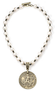 French Kande Pearls and Pyrite with Laren Medallion