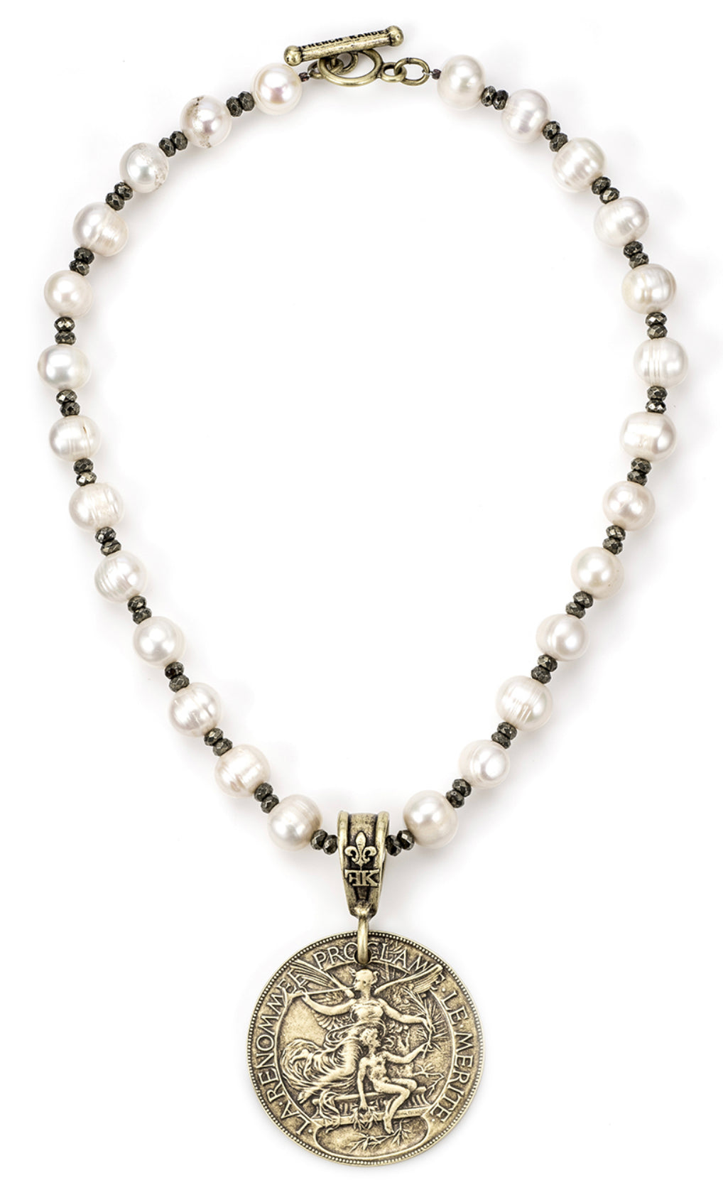 French Kande Pearls and Pyrite with Laren Medallion